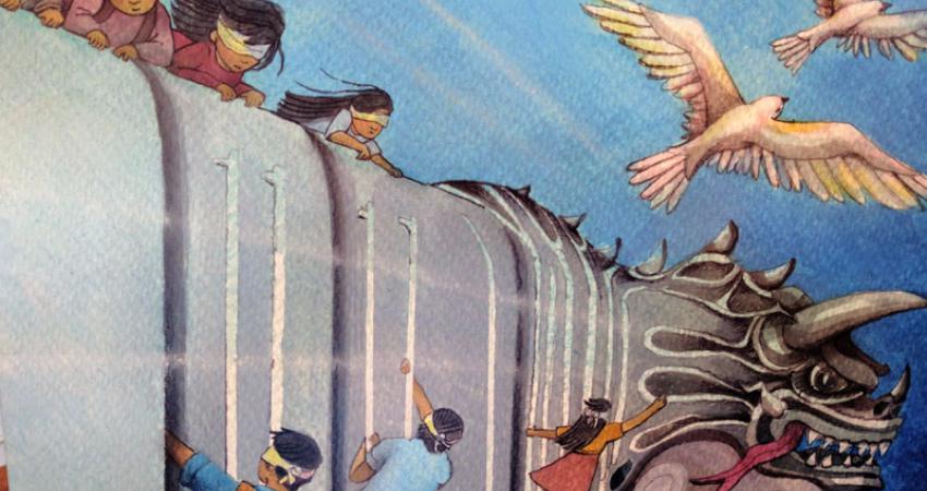 “La Bestia". Ilustración de Ruth Angulo Cruz y Jeannina Carranza Castro.