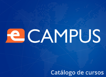 Logo de E-Campus sobre Fondo Azul
