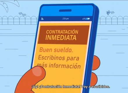 Ilustración de celular en el que se lee "Contratación Inmediata"